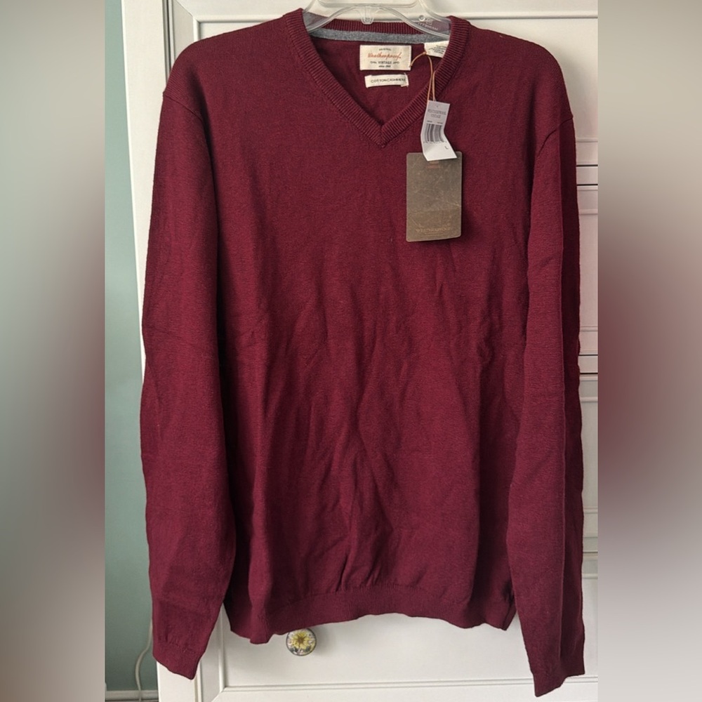 Weatherproof Men's Deep Red V-Neck Sweater
